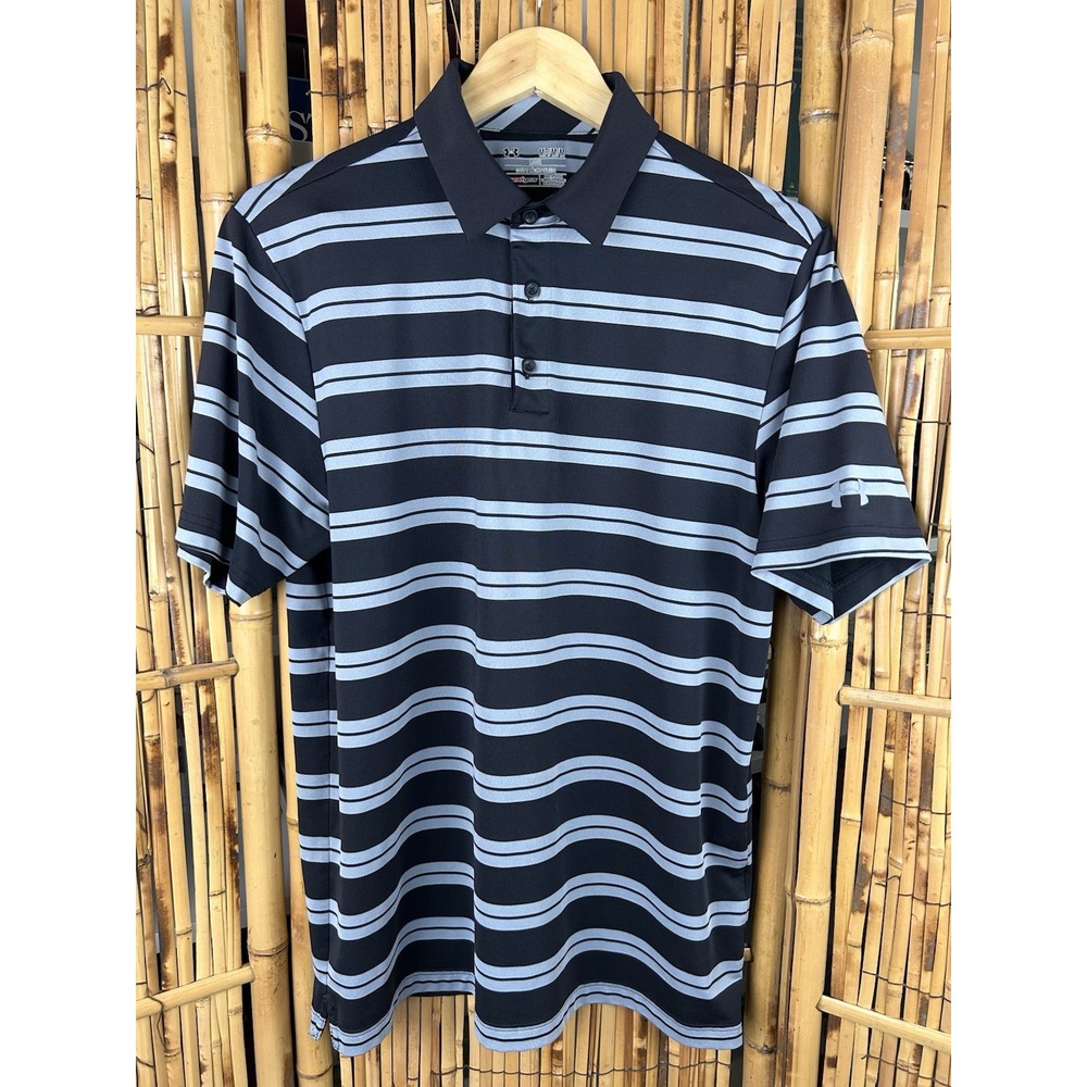 Under Armour Heat Gear Men's Short Sleeve Polo - Black Gray - Medium Loose Fit